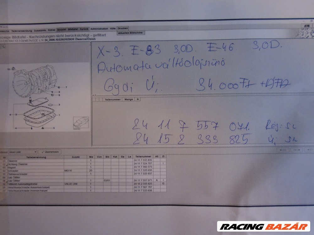 [GYÁRI ÚJ] BMW - Automata váltóolajszűrő - X3, E83 3.0D / 3-as E46  3.0D 4. kép